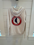 Adult hooded sweatshirt cream circle lake back