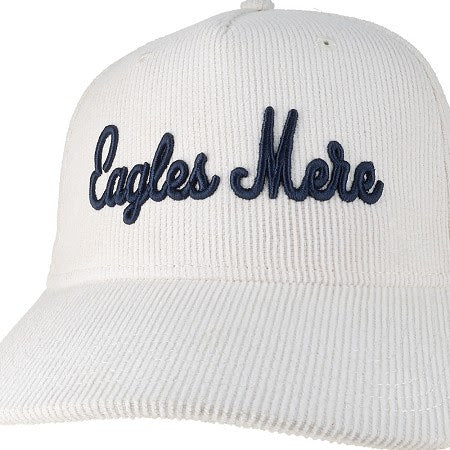 Hat, corduroy white navy