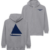 Sweatshirt, hoodie full zip gray sailboat back