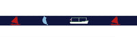 Belt, needlepoint canoe, lake, sailboat
