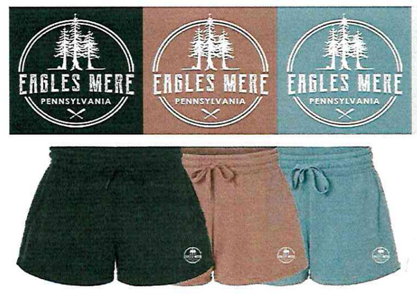 Women's fleece shorts: trees/oars